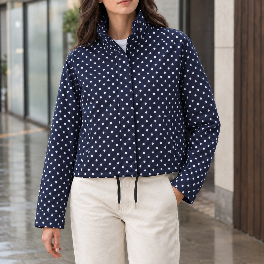 Rosemary-Jane Polka Dot Jacket - Dark Blue