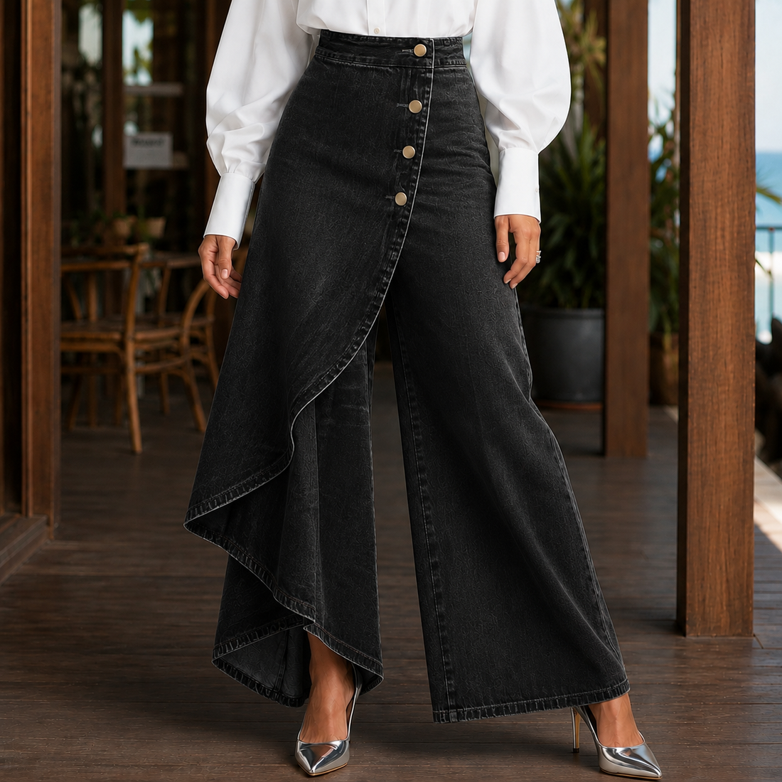 Clara-Claire Wrap Pants - Black