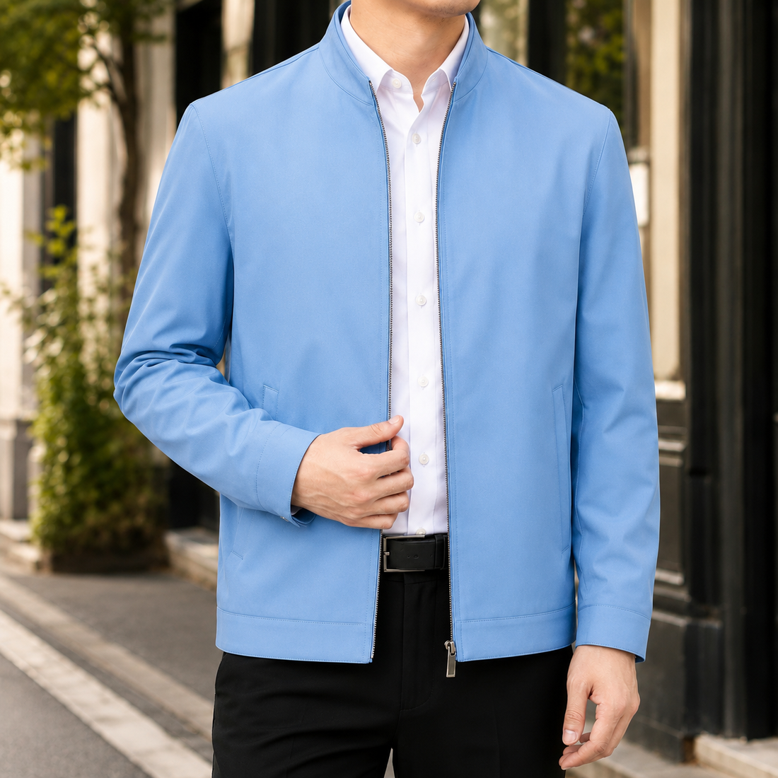 Waldemar Stand Collar Jacket - Light Blue Stand Collar