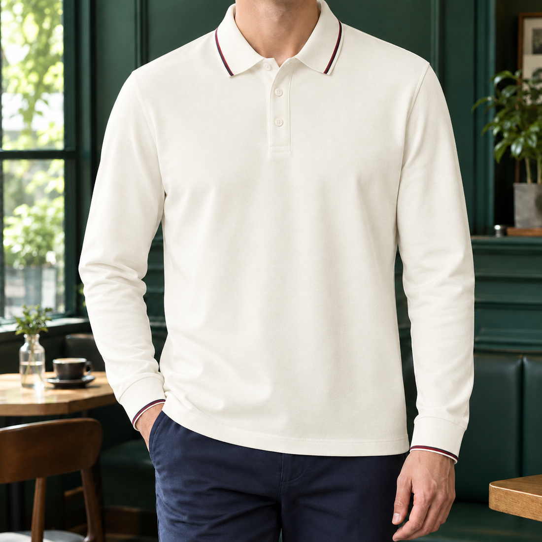 Lothaire Tipped Polo - Cream