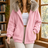 Ardith Fur Trim Hoodie - Pink