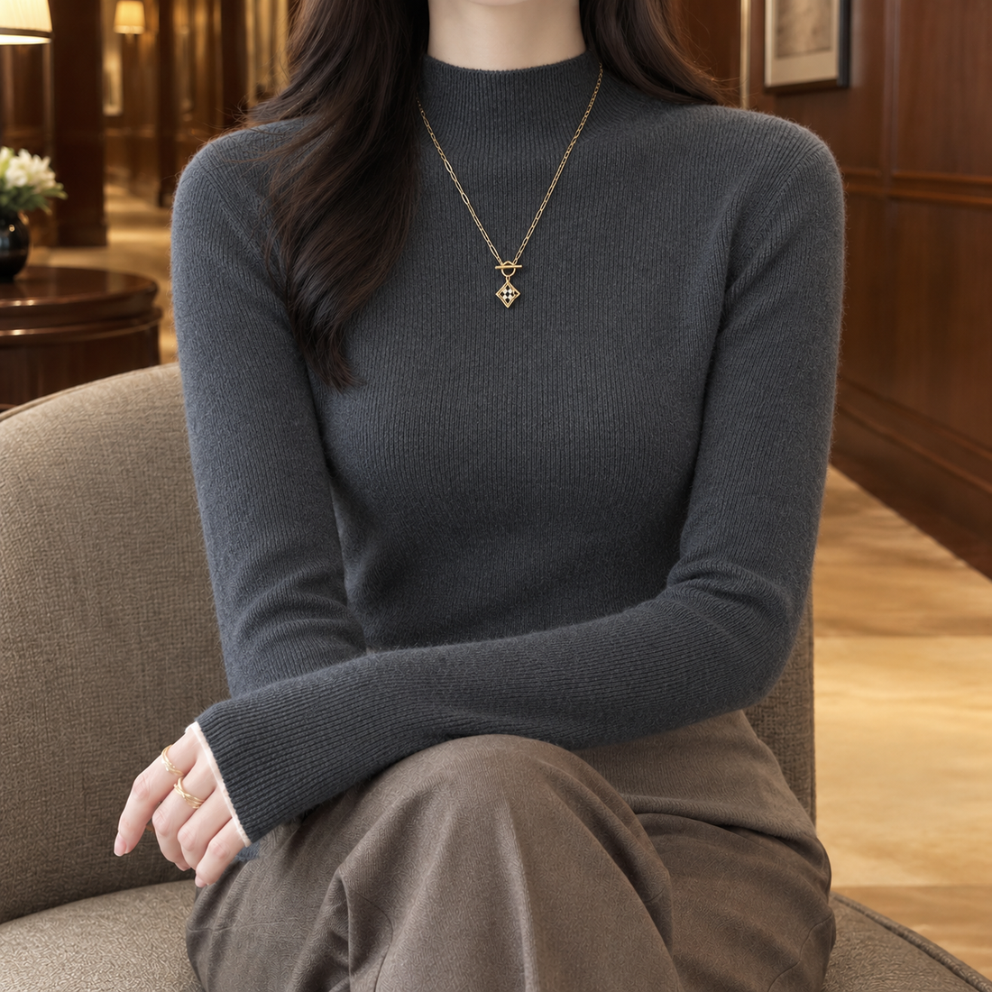 Brigitte-Marie Cashmere Sweater - Dark Gray