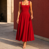 Winona-Rae Square Neck Dress - Red