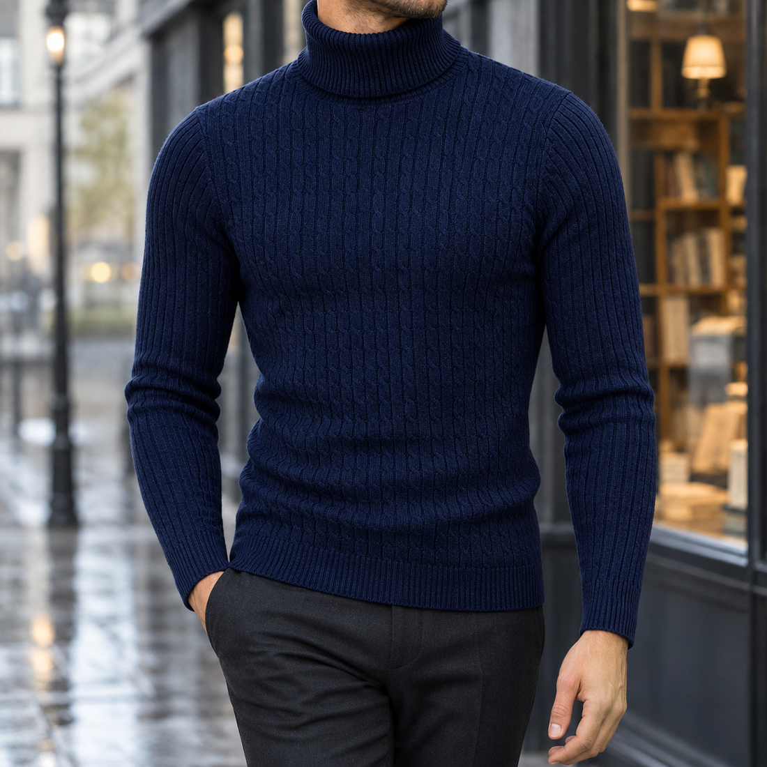 Laurent Turtleneck Sweater - Navy Blue