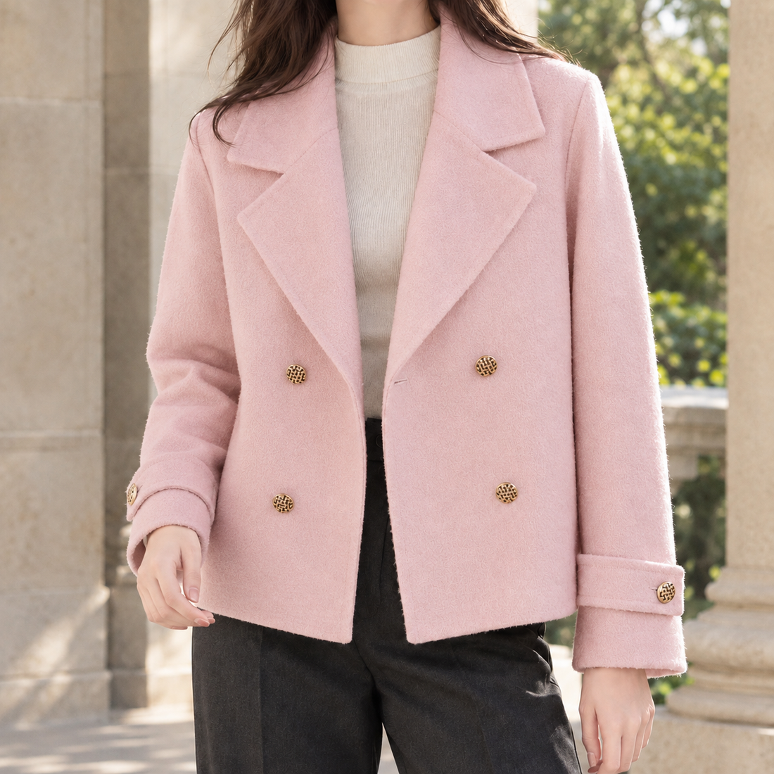 Portia-Faye Double-Breasted Jacket - Light Pink