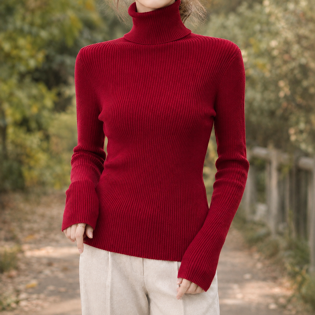 Valerie-Sage Turtleneck Sweater - Wine Red