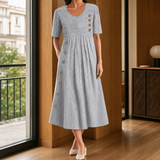 Tatiana-Louise Striped Midi Dress - Gray