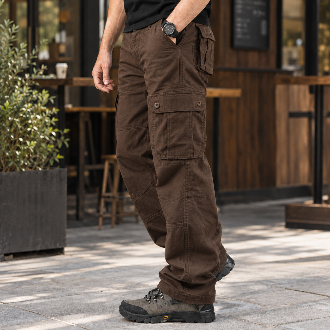 Marco Relaxed Cargo Pants - Brown