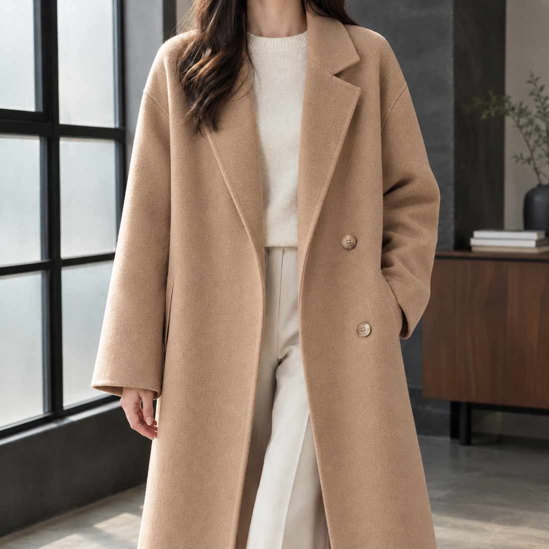 Delia-Grace Double Breasted Coat - Camel