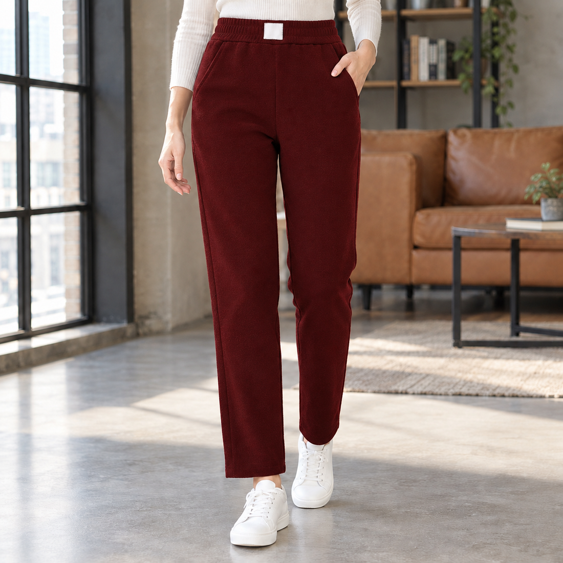 Kara-Lane Straight Leg Pants - Wine Red
