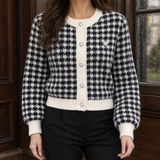 Alina-Rose Houndstooth Cardigan - Black