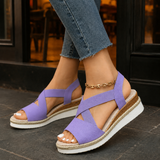 Casentino Elastic Wedge Sandals - Purple