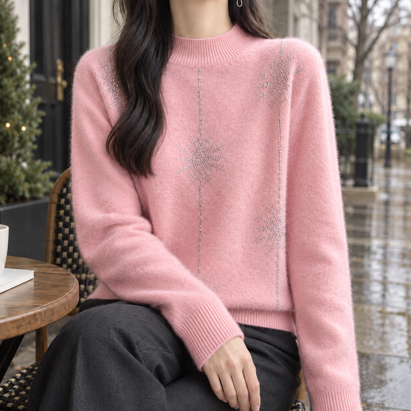 Calla-June Rhinestone Sweater - Pink
