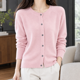 Michelle Round Neck Cardigan - Pink