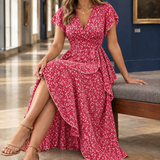 Carina-Jade Ruffled Wrap Dress - Red