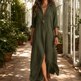 Estella-Mae Maxi Shirt Dress - Green