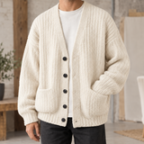 Wyatt Ribbed Cardigan - White Apricot