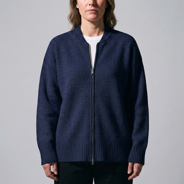 Fenella Zip Cardigan - Navy Blue