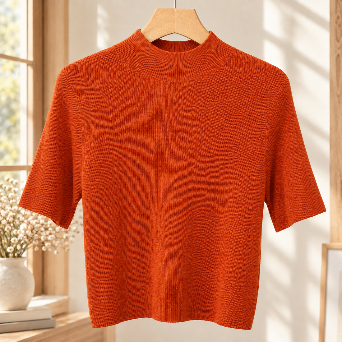Quinn Mock Neck Top - Orange