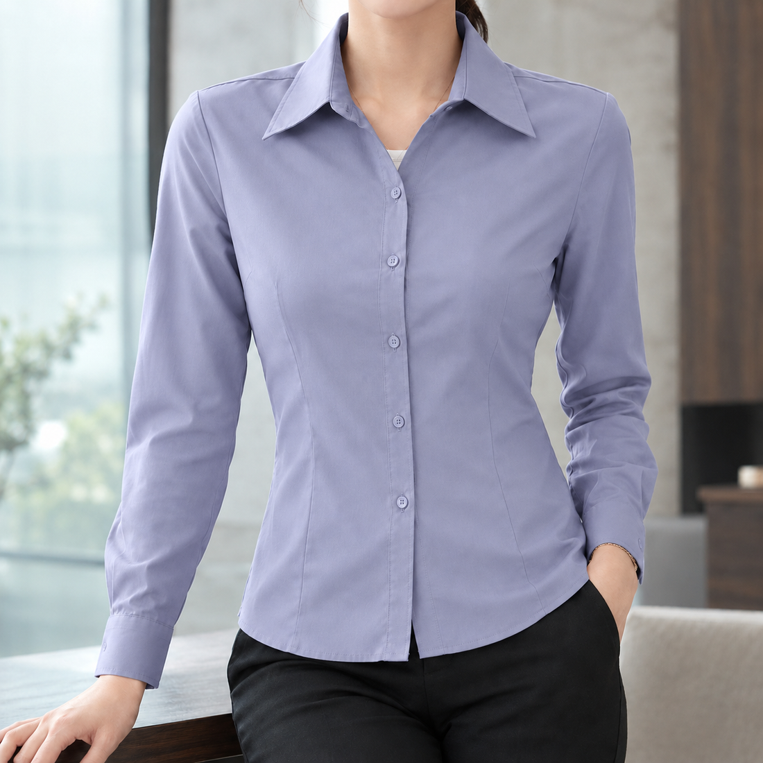 Yolande-Hope Slim Fit Shirt - Gray