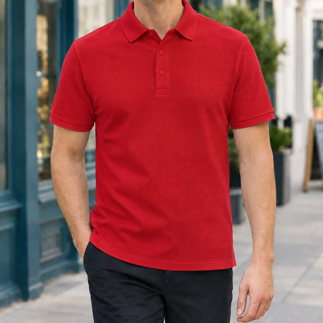 Gregoire Fitted Polo - Red