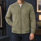Hadrian Suede Bomber Jacket - Army Green