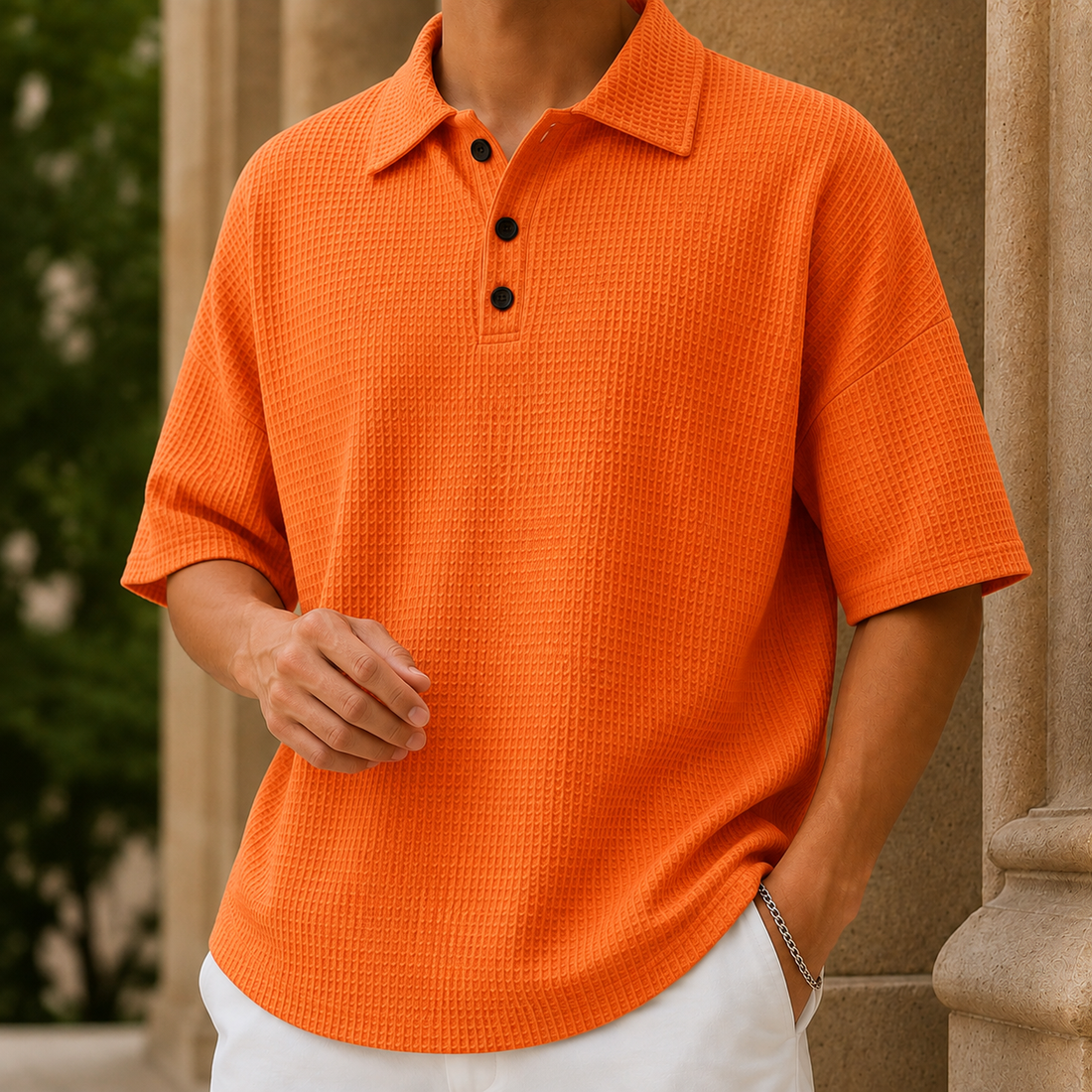 Samson Waffle Polo - Orange