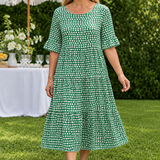 Hazel Tiered Midi Dress - Green