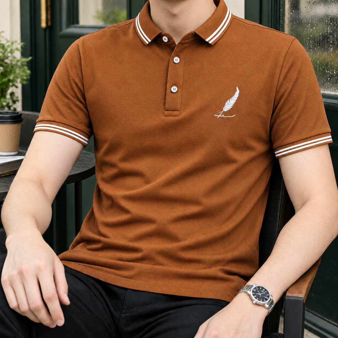 Marcus Relaxed Polo - Brown Feathers