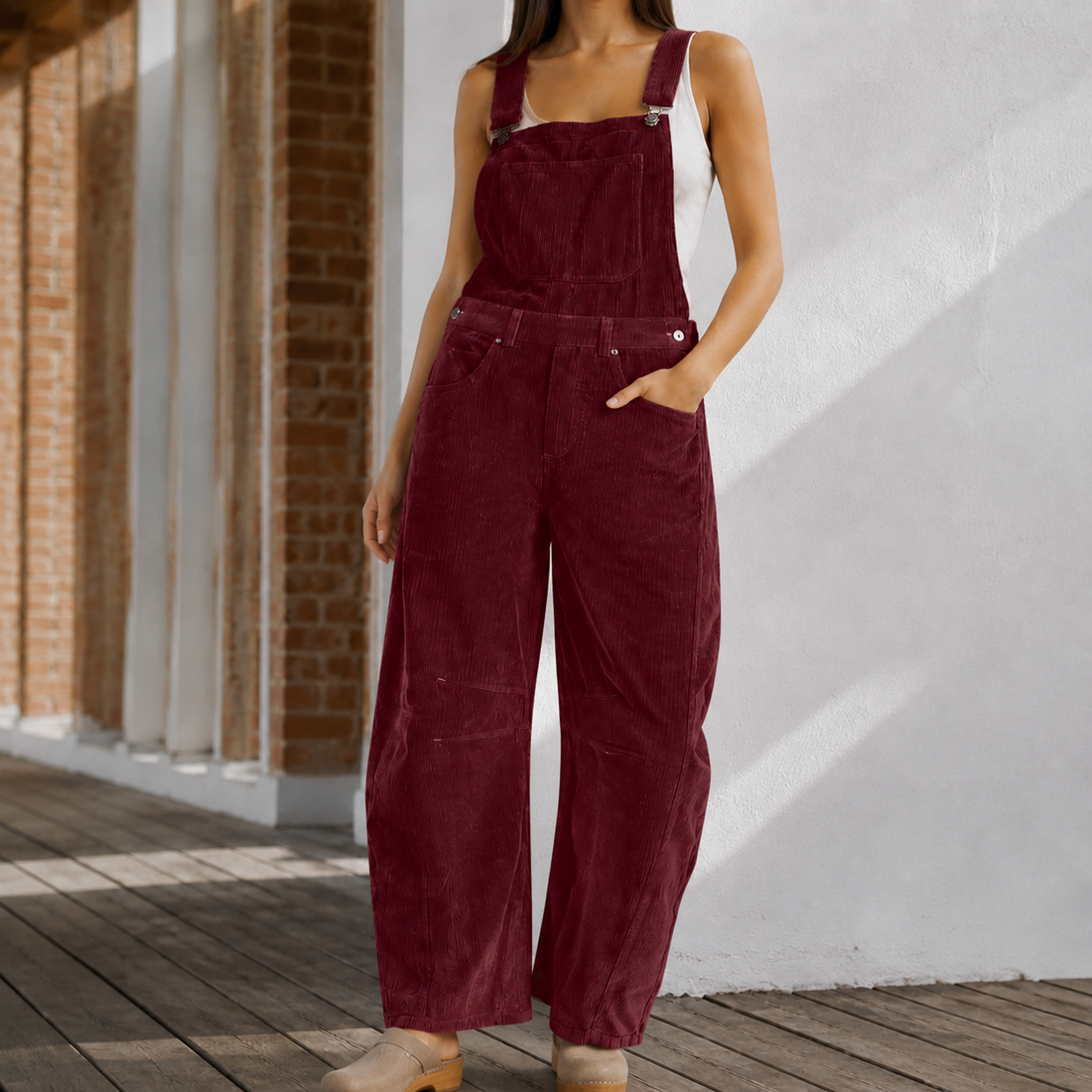 Antonia Wide Leg Jumpsuit - Wine Red