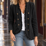 Georgina-Lane Ruffle Denim Jacket - Black