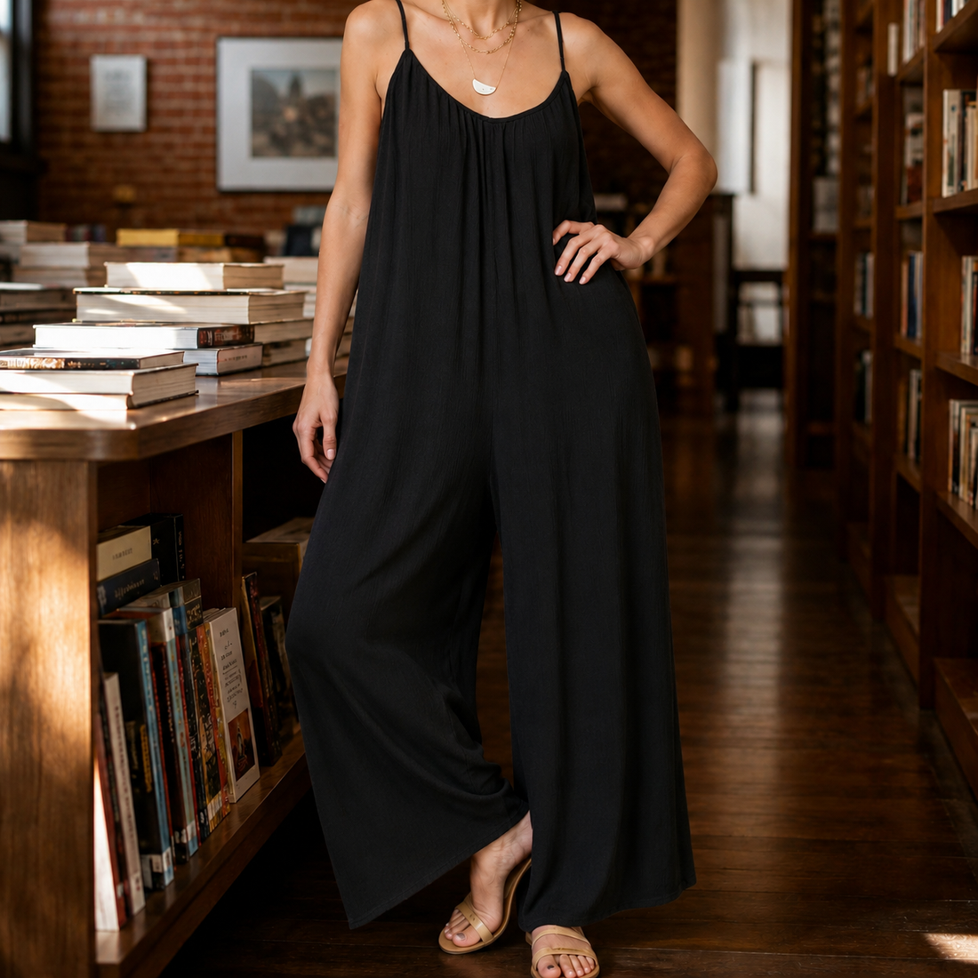 Caroline Wide Leg Jumpsuit - Black
