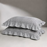 Evermere Ruffled Pillowcase - Gray Plaid