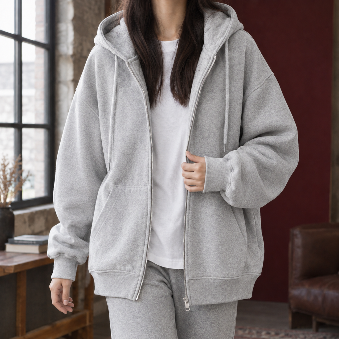Lola-Hope Oversized Hoodie - Light Gray