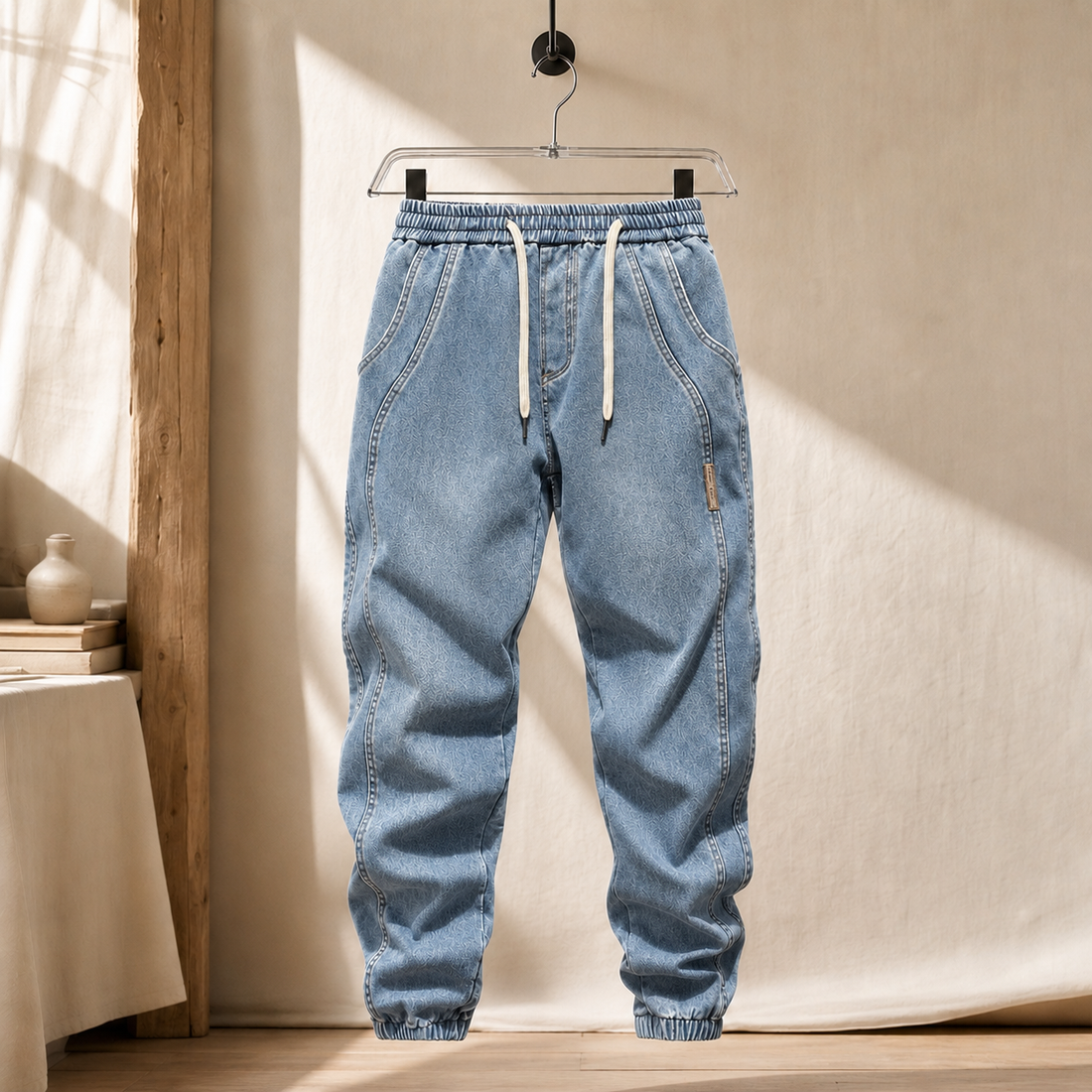 Dario Relaxed Jogger Pants - Light Blue Gray