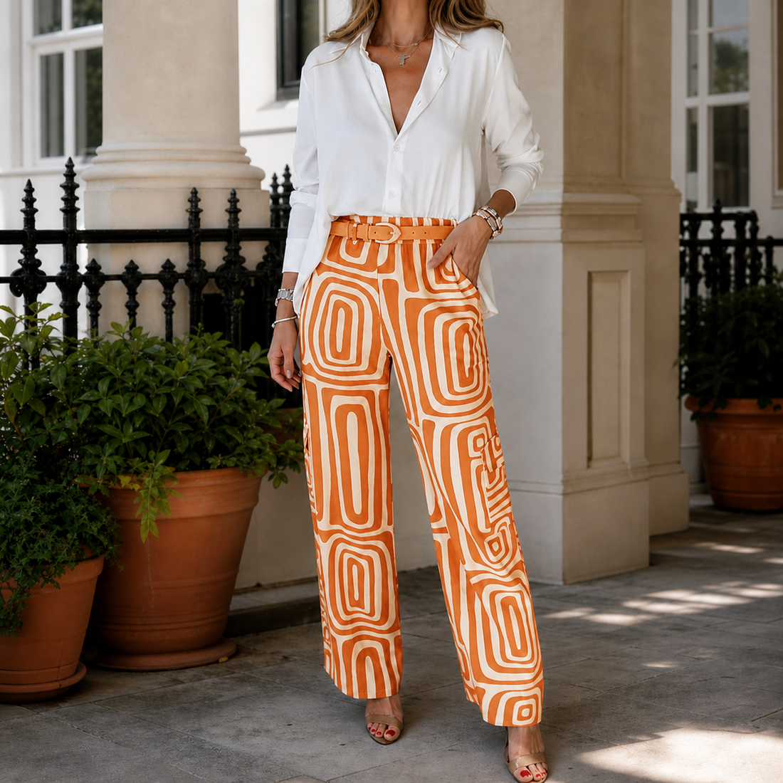 Evangeline-Skye Flowing Set - Orange