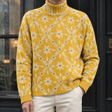 Dorian Turtleneck Sweater - Mustard Floral