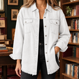 Claudia Frayed Overshirt - White