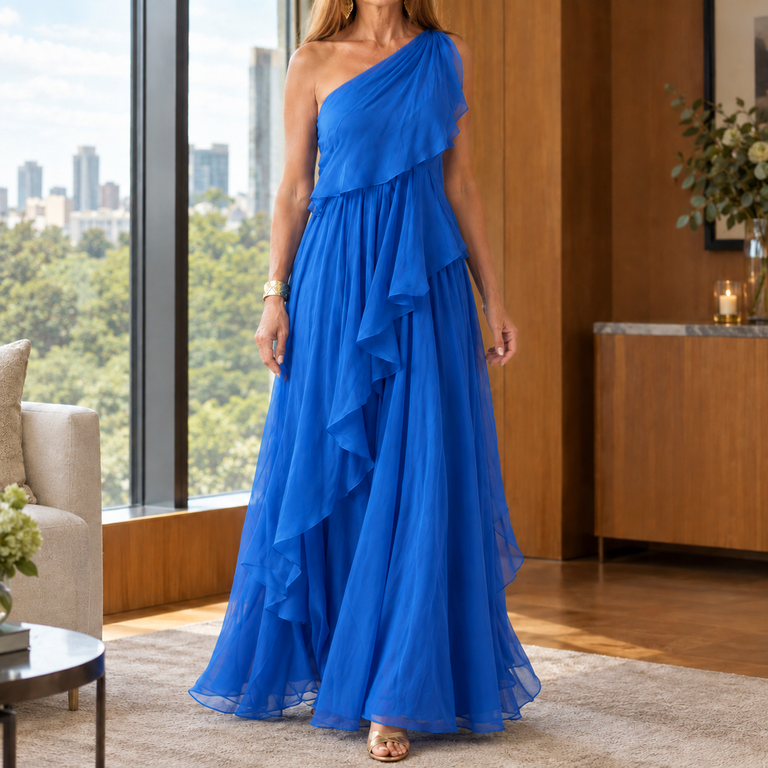Thalia-Faye One-Shoulder Dress - Blue
