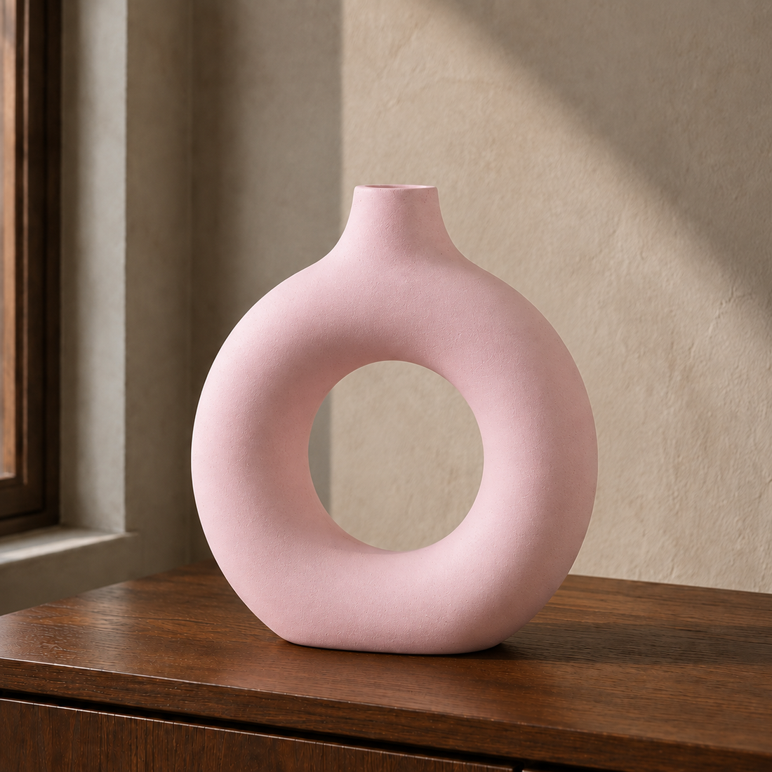 Greystone Sculptural Ring Vase - Pink