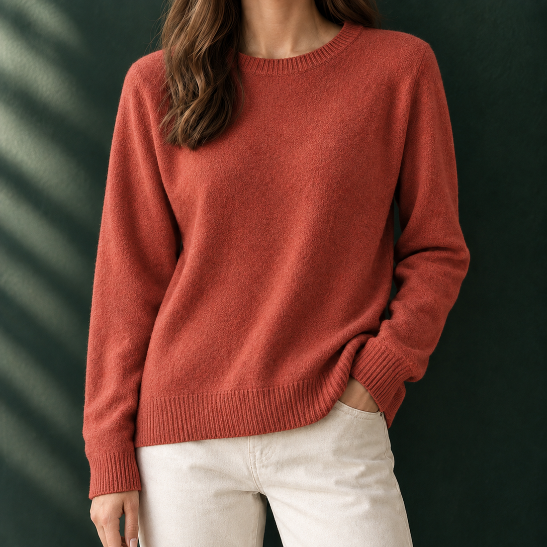 Nicole-Pearl Cashmere Sweater - Matcha Red