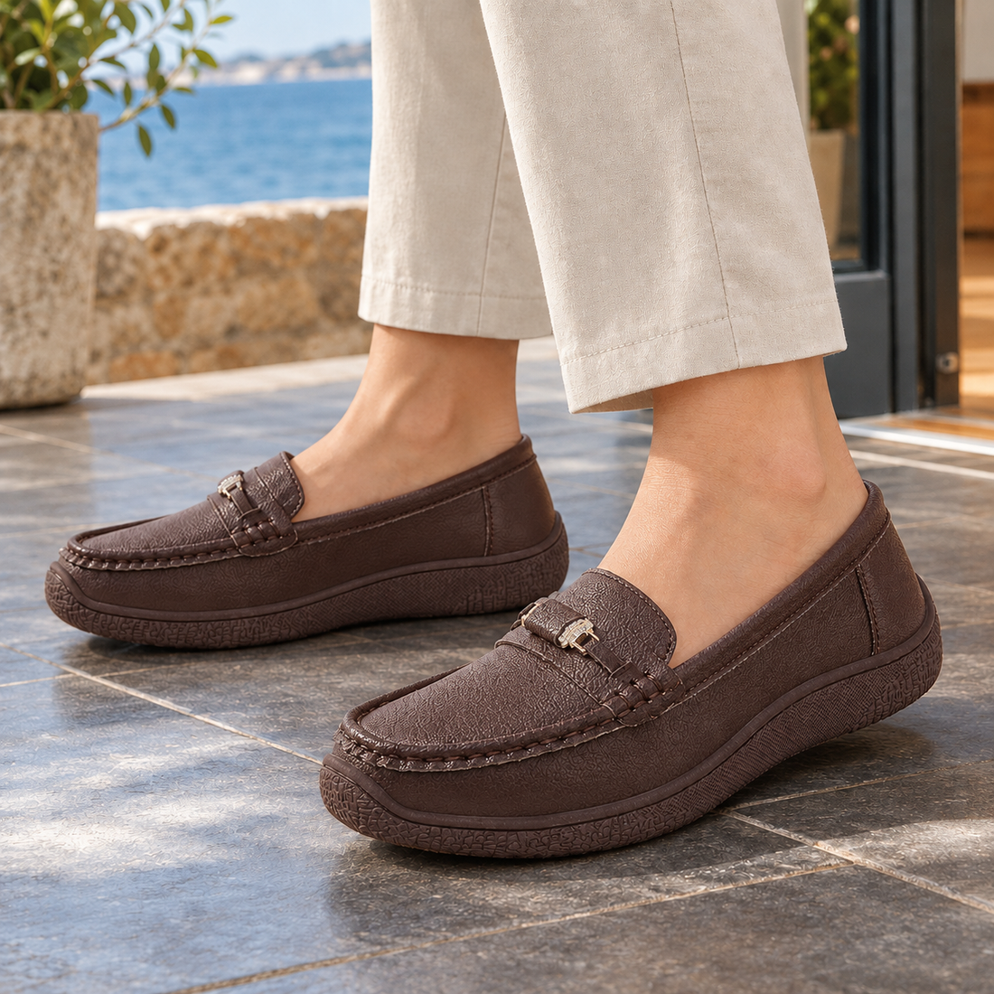 Campana-Verona Buckle Loafers - Brown