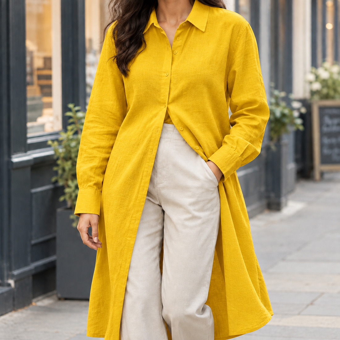 Idalia-Rose Longline Shirt - Yellow