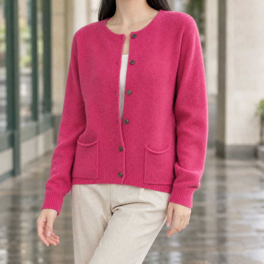 Carina-Mae Pocket Cardigan - Raspberry Red