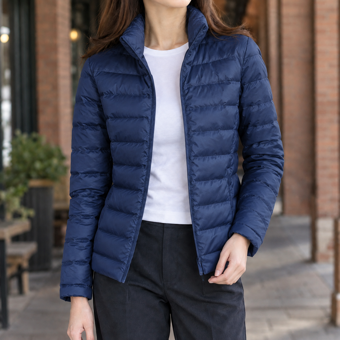 Sibylla Cashmere Puffer Jacket - Navy Blue