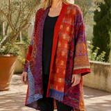Celine-Sage Patchwork Cardigan - Red