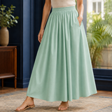 Carlotta Gathered Maxi Skirt - Green