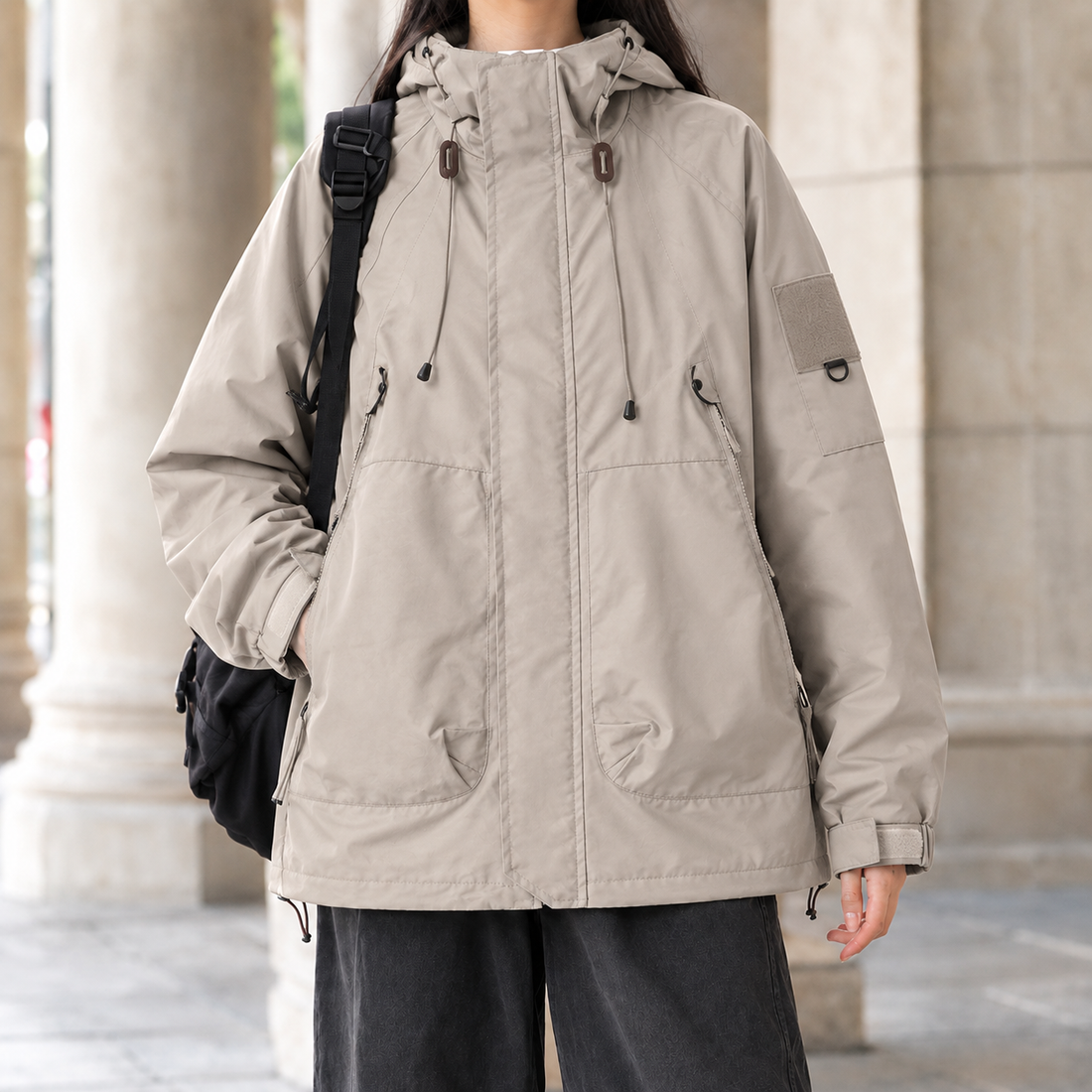 Eden-Hope Hooded Utility Jacket - Khaki