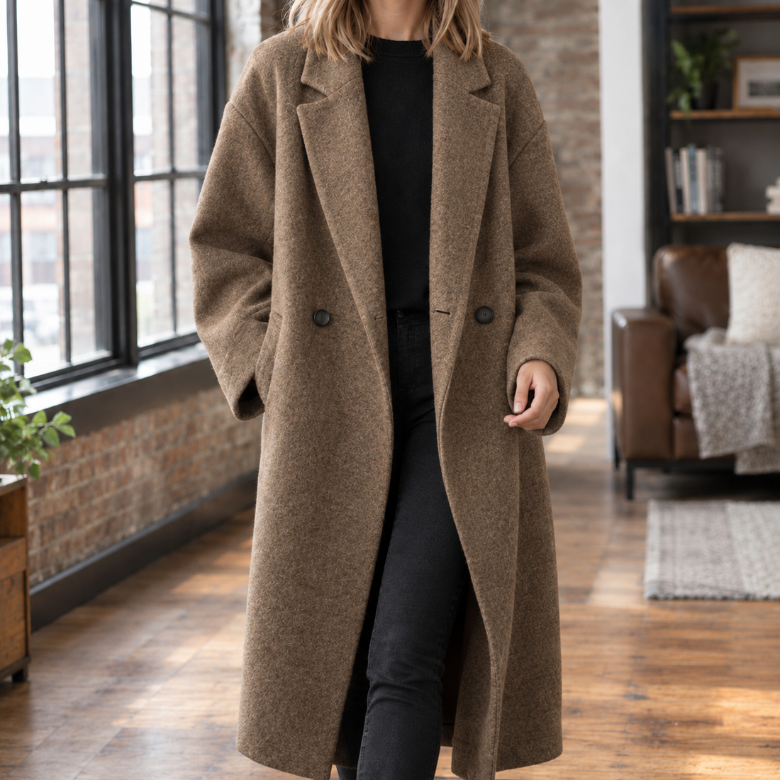Serena-Faye Wool Blend Coat - Brown