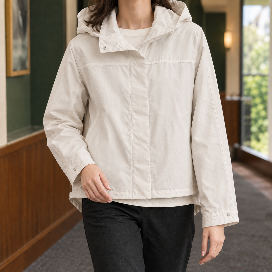 Rosalie-Sage Hooded Jacket - Beige